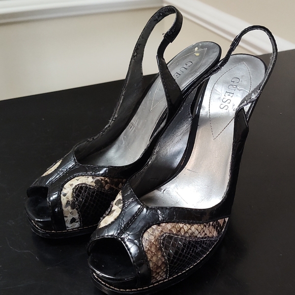 Vintage Guess peep toe slingback heels - Picture 2 of 9